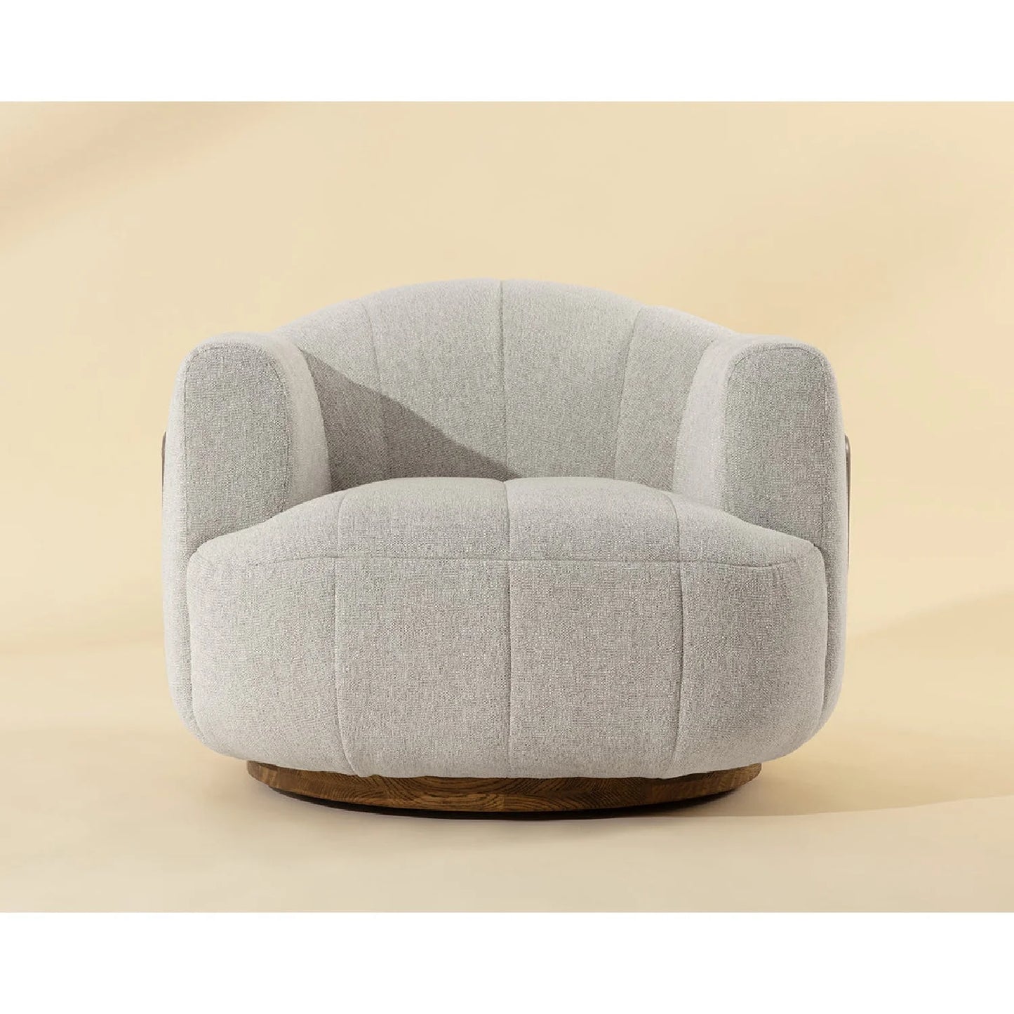Luxury Cream Fabric Swivel Accent Chair Modern Italian Style for Villa