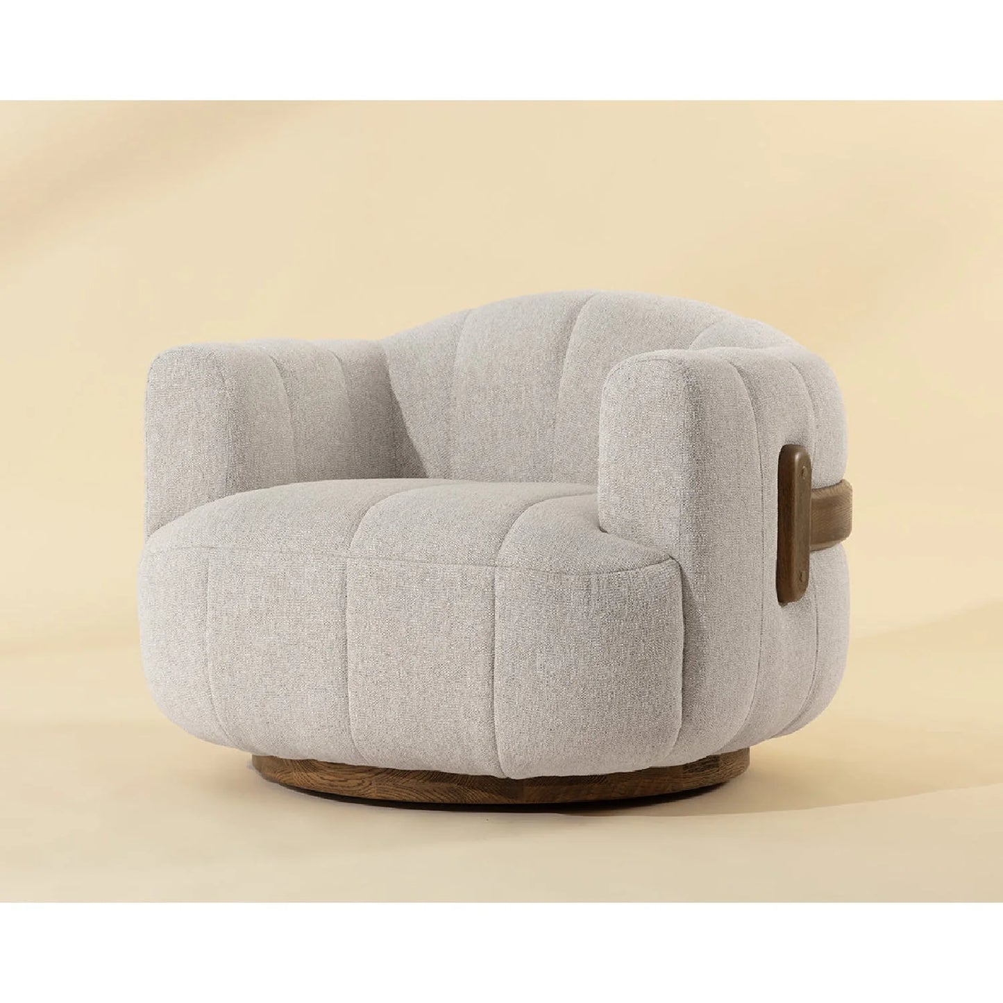 Luxury Cream Fabric Swivel Accent Chair Modern Italian Style for Villa