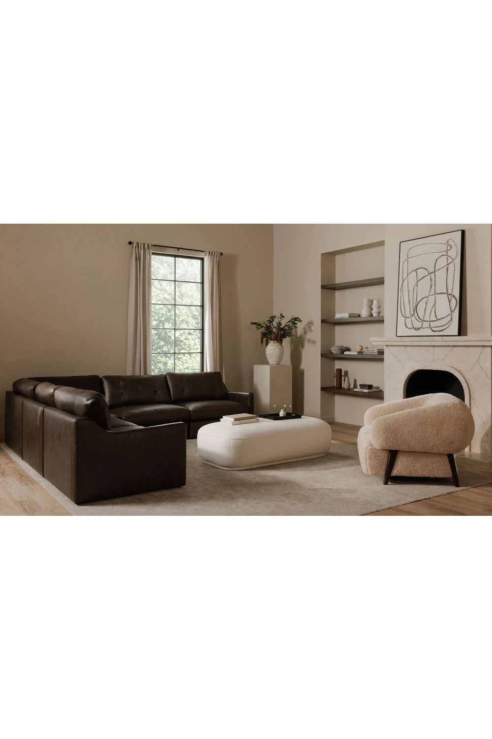 Luxury Cream Fur Lounge Chair Modern Italian Style for Villa
