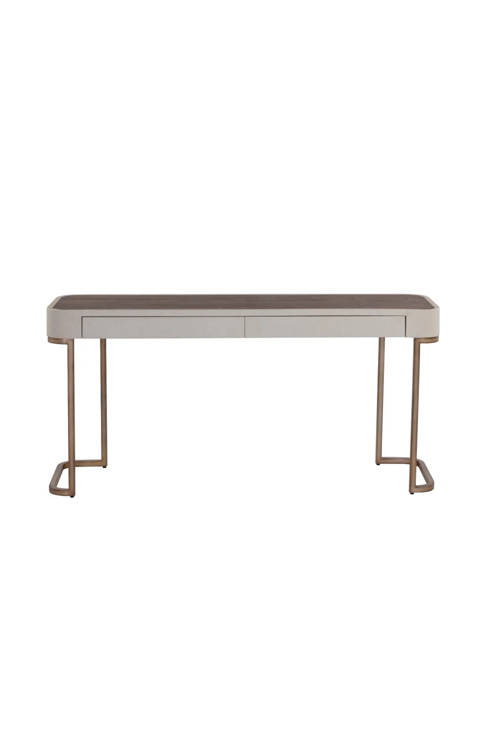 Luxury Cream Leather 2-Drawer Console Table Modern Italian Style for Villa