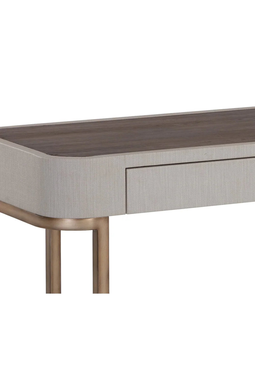 Luxury Cream Leather 2-Drawer Console Table Modern Italian Style for Villa