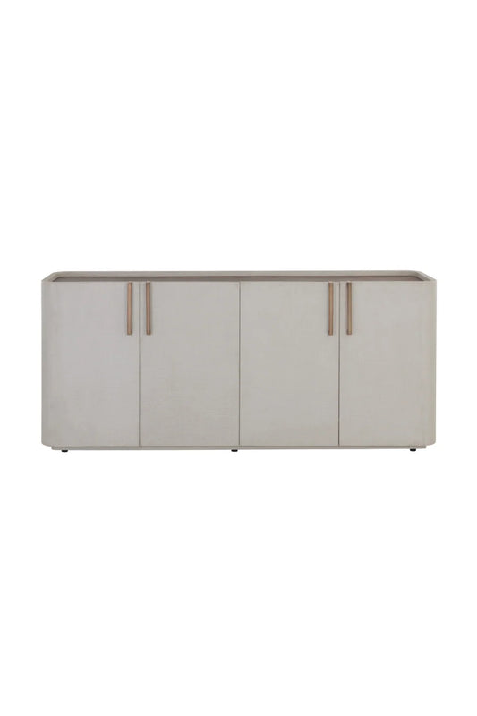 Luxury Cream Leather 4-Door Sideboard European Style for Villa