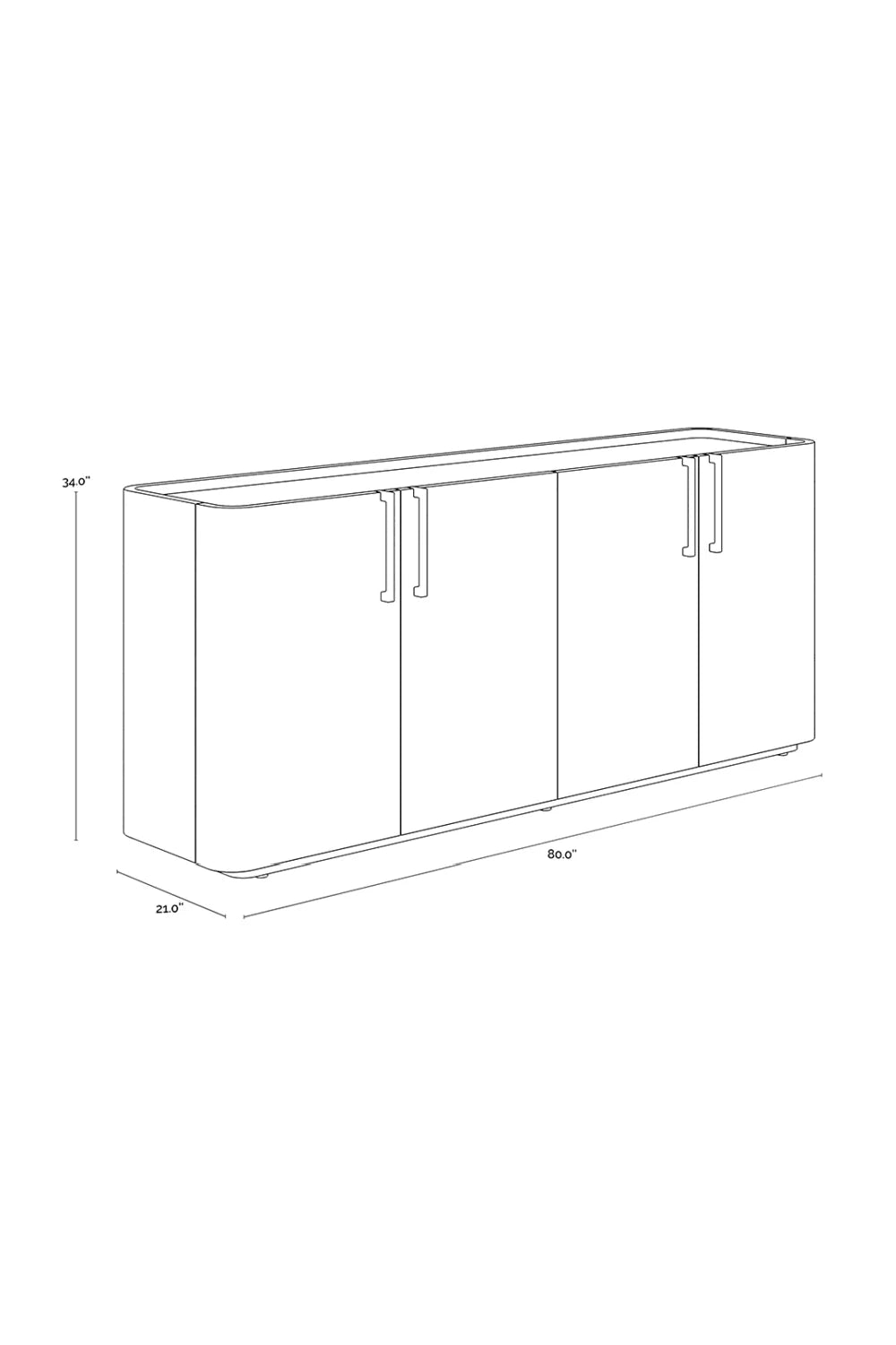 Luxury Cream Leather 4-Door Sideboard European Style for Villa