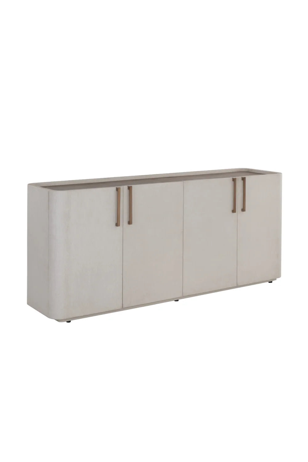 Luxury Cream Leather 4-Door Sideboard European Style for Villa