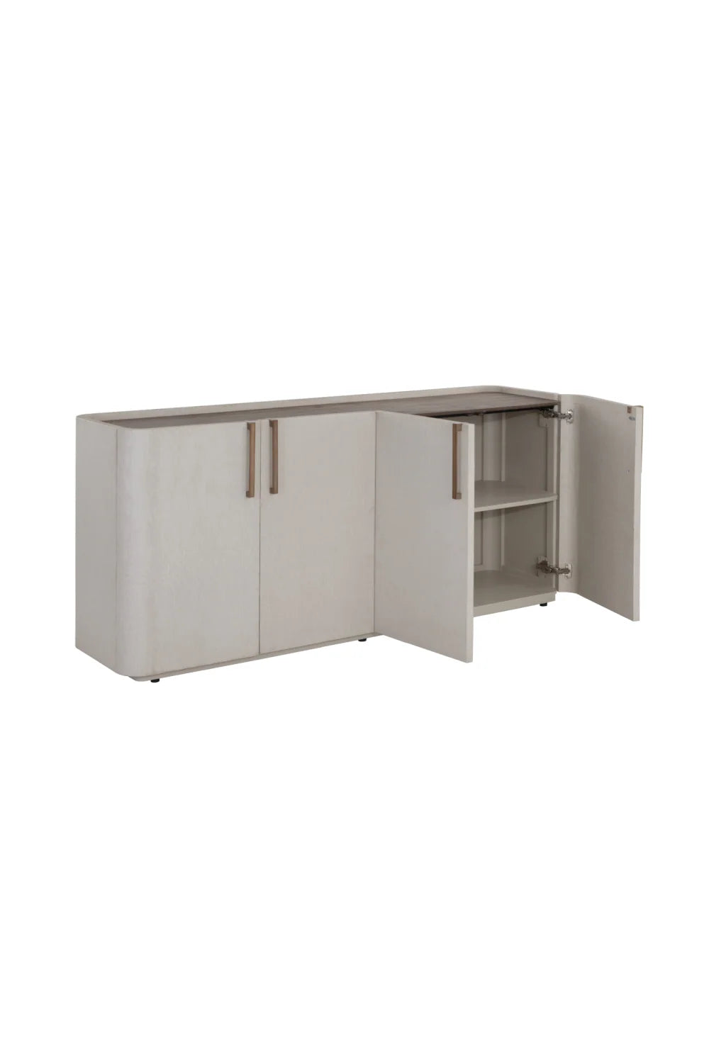 Luxury Cream Leather 4-Door Sideboard European Style for Villa