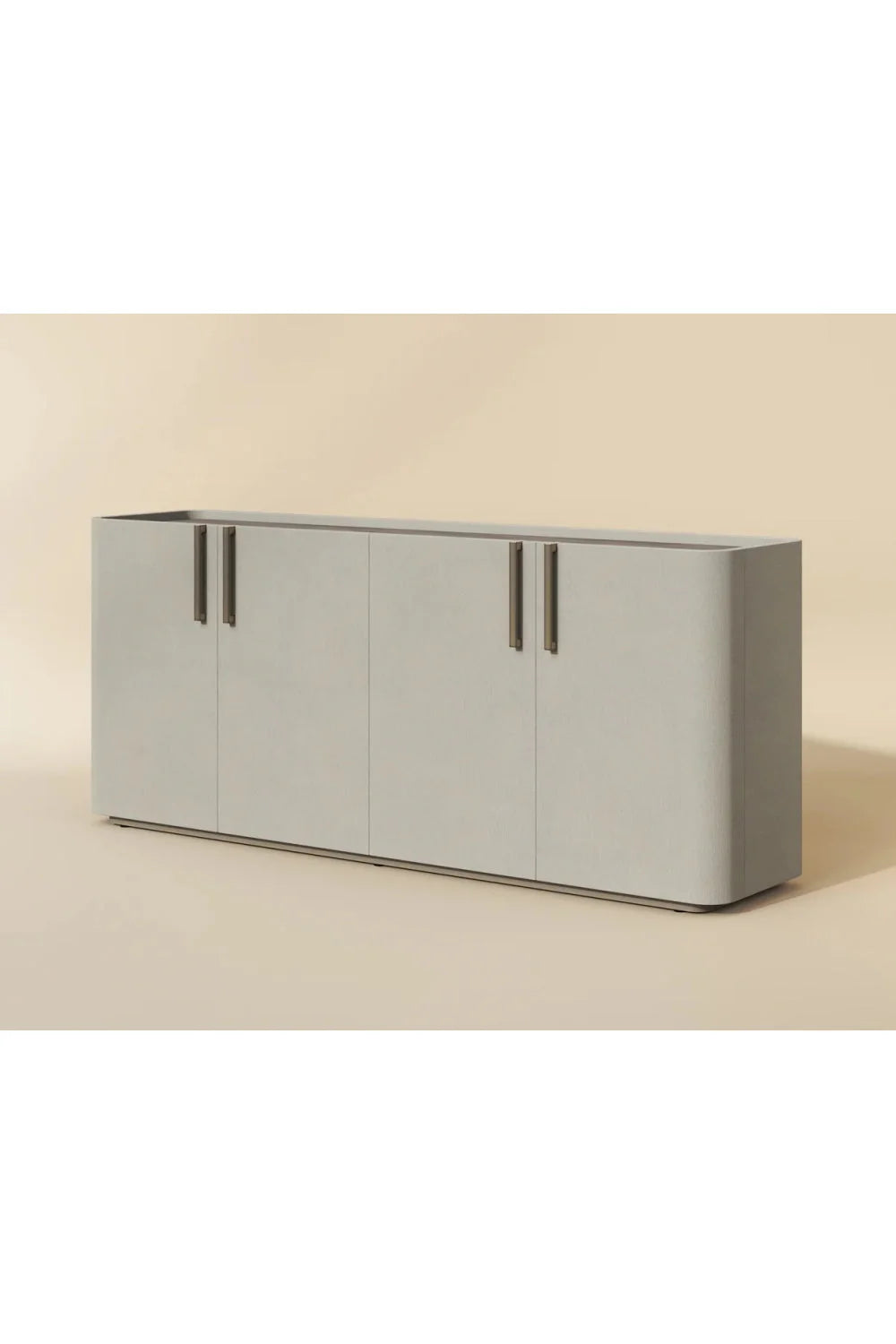 Luxury Cream Leather 4-Door Sideboard European Style for Villa