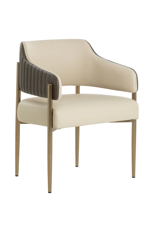 Luxury Cream Leather Dining Armchair European Style for Villa