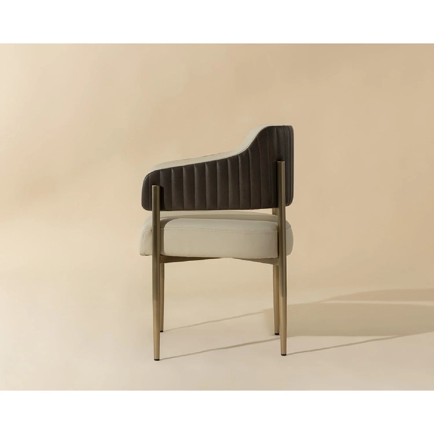 Luxury Cream Leather Dining Armchair European Style for Villa