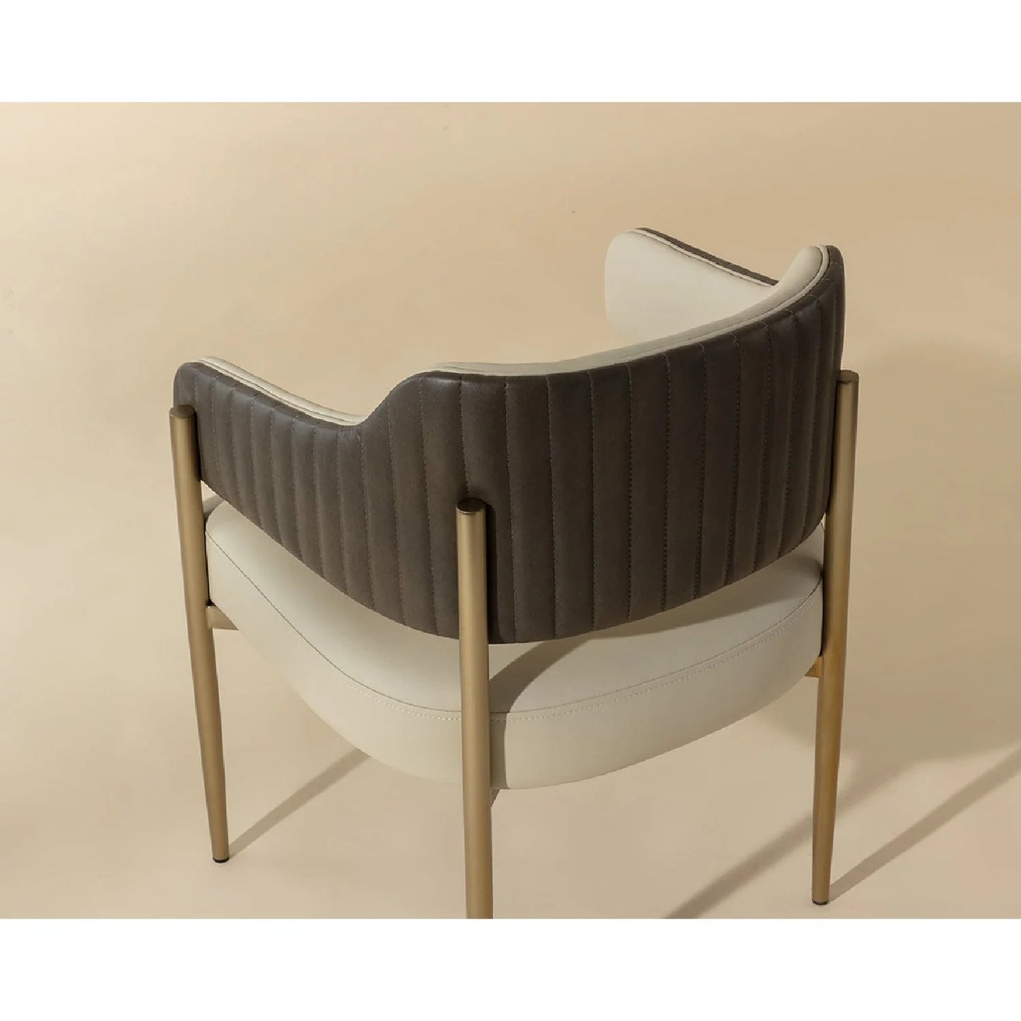 Luxury Cream Leather Dining Armchair European Style for Villa
