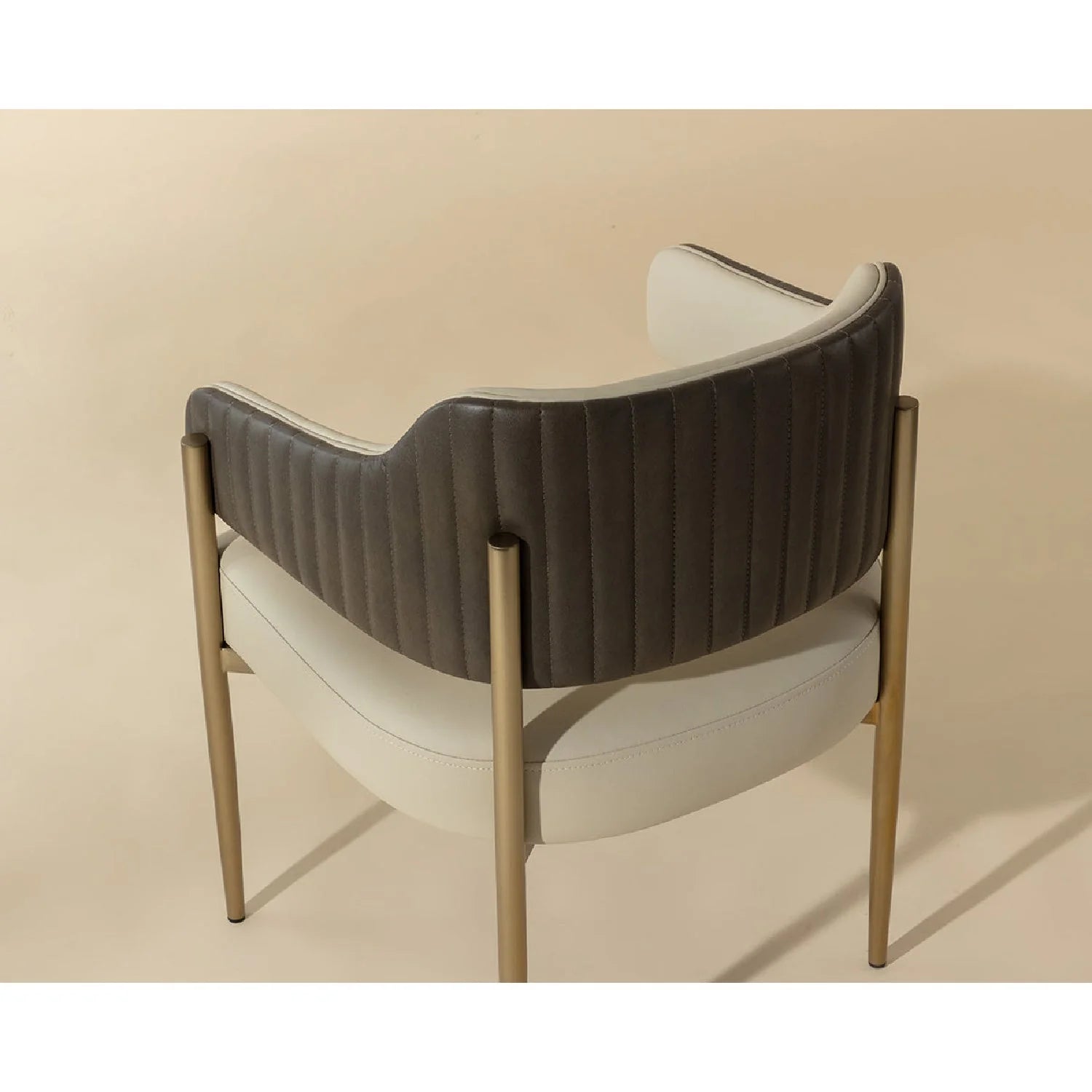 Luxury Cream Leather Dining Armchair European Style for Villa