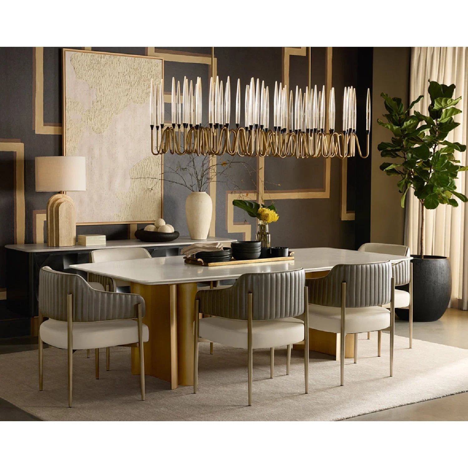 Luxury Cream Leather Dining Armchair European Style for Villa