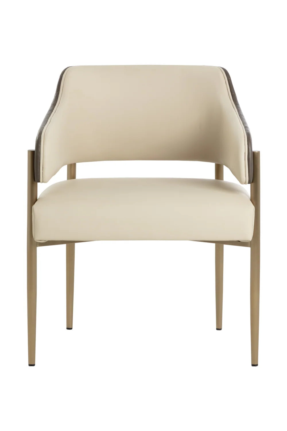 Luxury Cream Leather Dining Armchair European Style for Villa