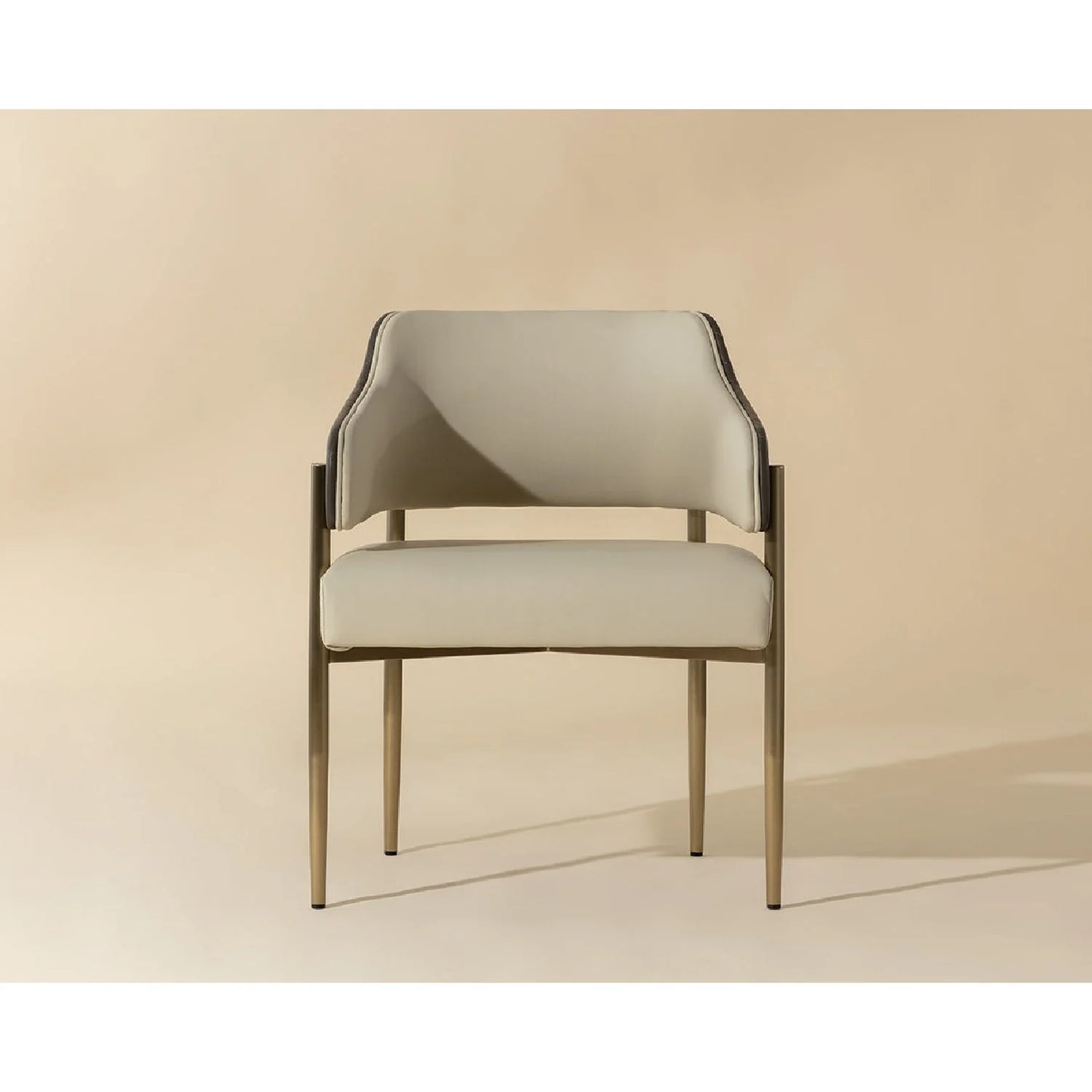 Luxury Cream Leather Dining Armchair European Style for Villa