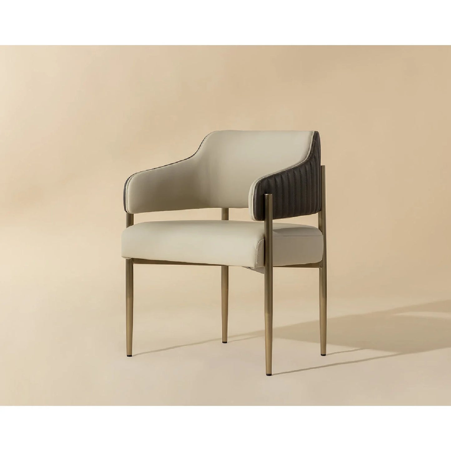 Luxury Cream Leather Dining Armchair European Style for Villa