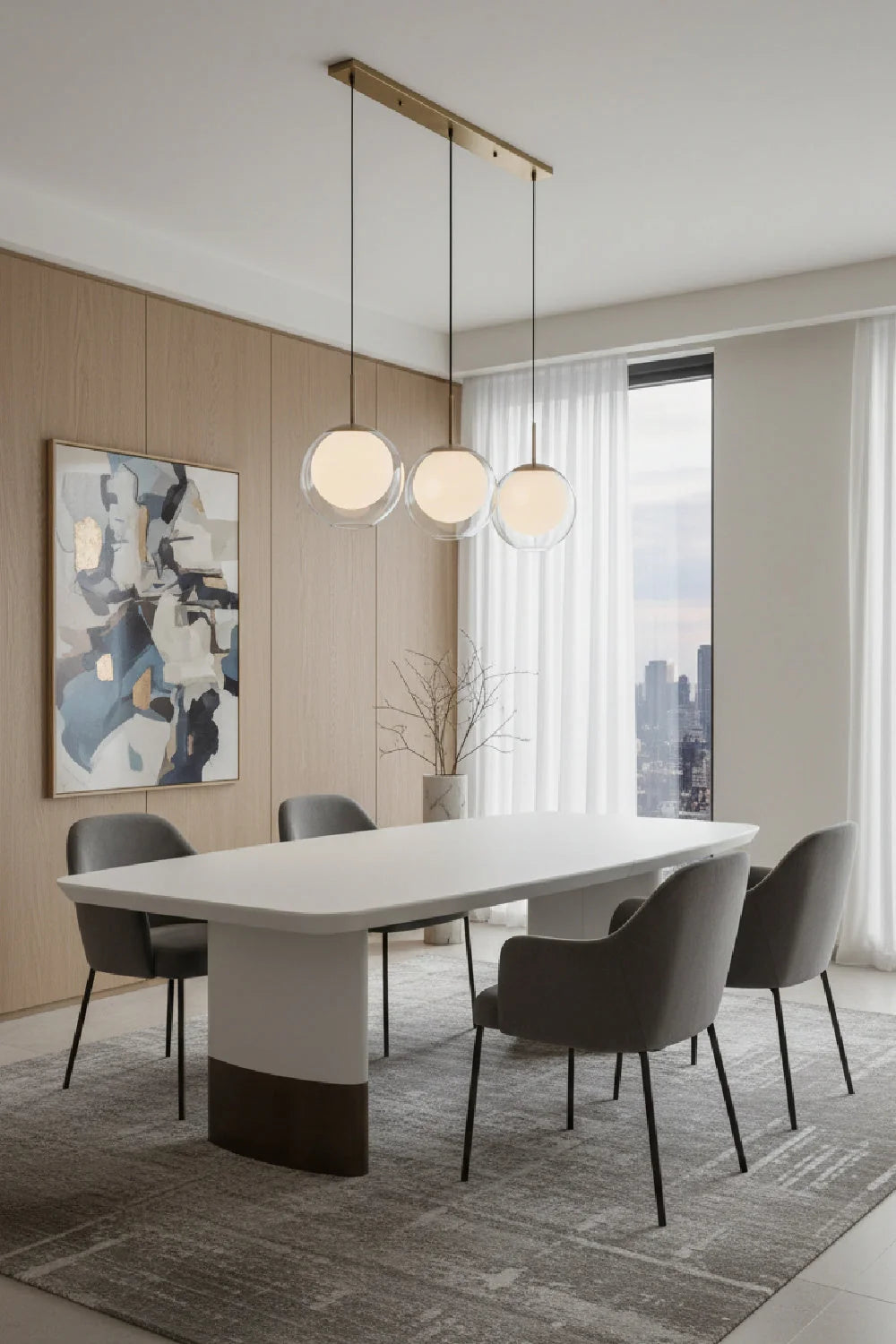 Luxury Cream Leather Look Dining Table Modern Italian Style for Villa