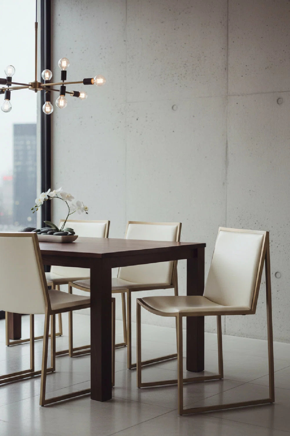 Luxury Cream Leather Look Modern Dining Chair European Style for Villa