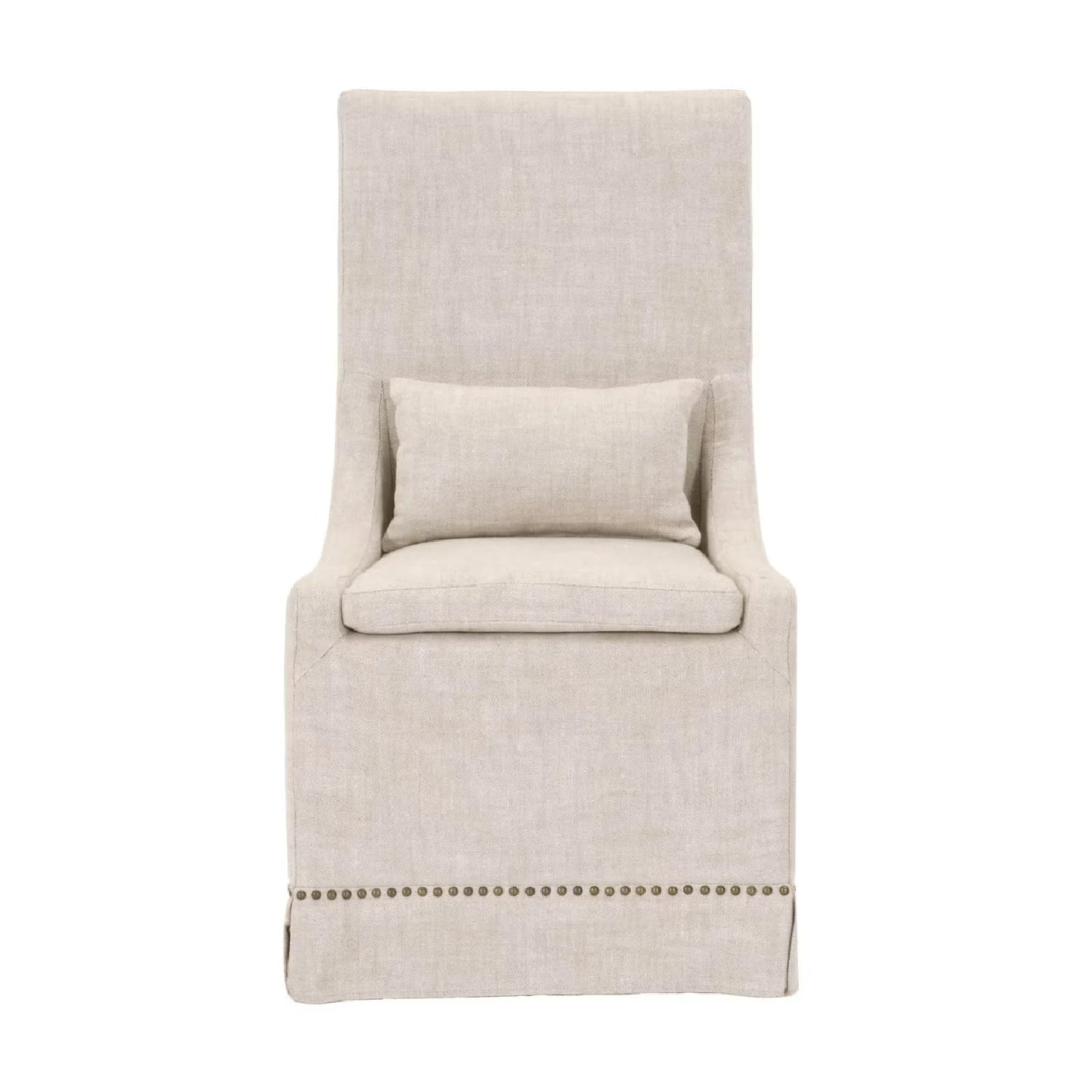 Luxury Cream Linen Skirted Dining Chair European Style for Villa