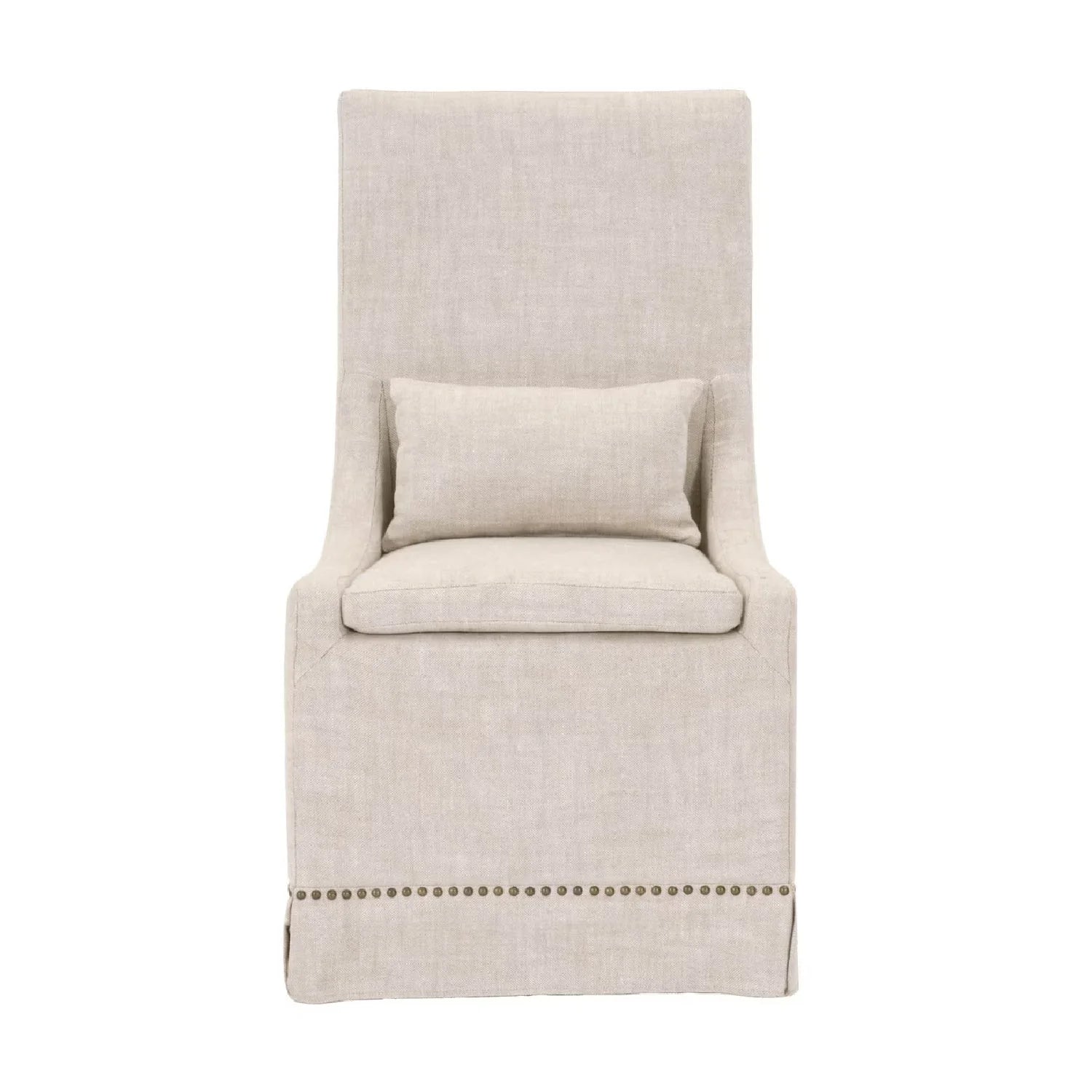 Luxury Cream Linen Skirted Dining Chair European Style for Villa