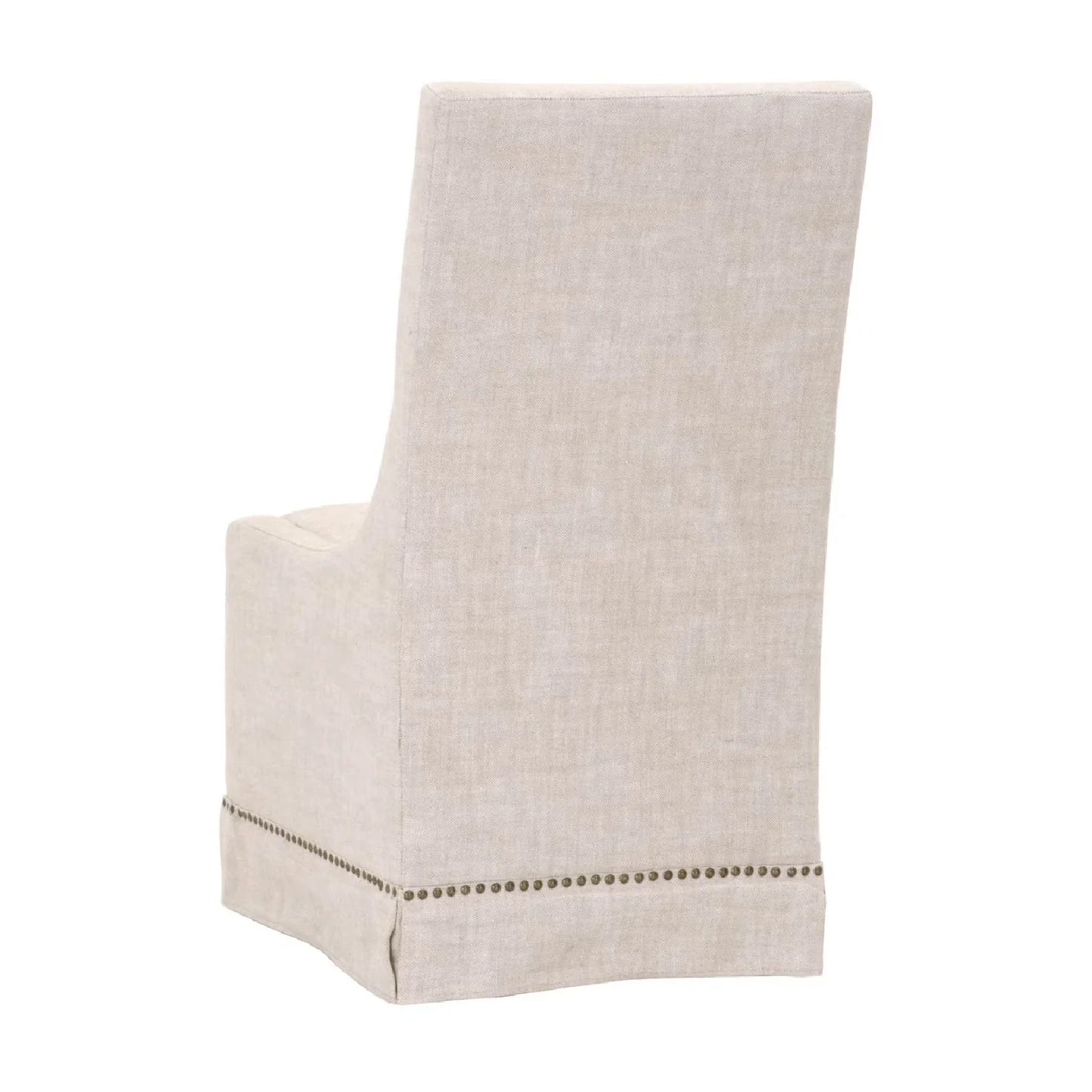 Luxury Cream Linen Skirted Dining Chair European Style for Villa