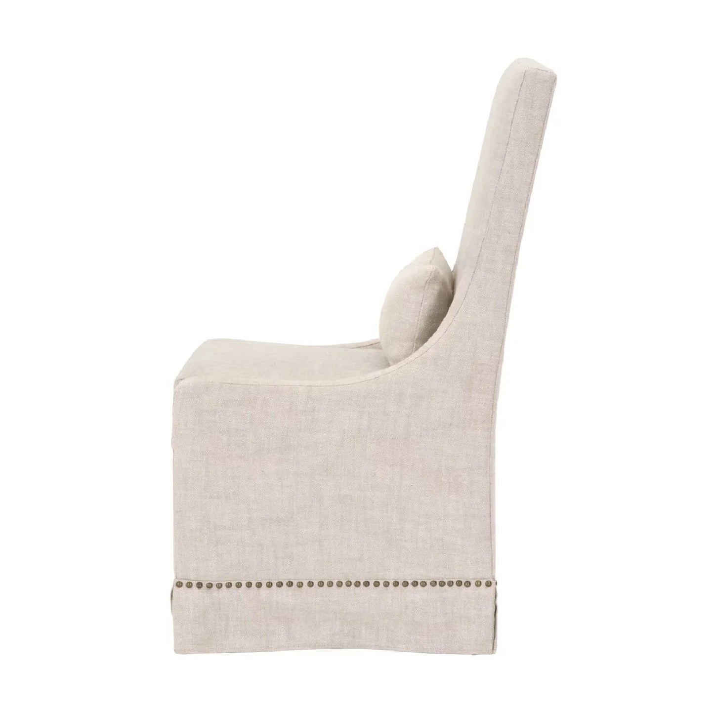 Luxury Cream Linen Skirted Dining Chair European Style for Villa