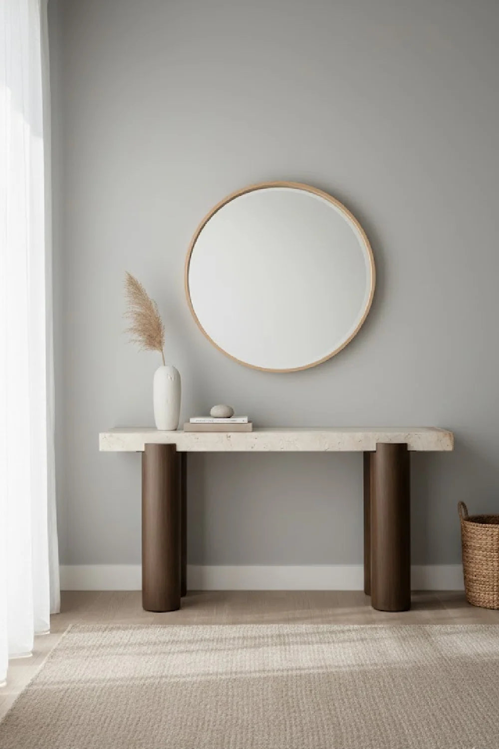 Luxury Cream Marble Console Table Modern Italian Style for Villa