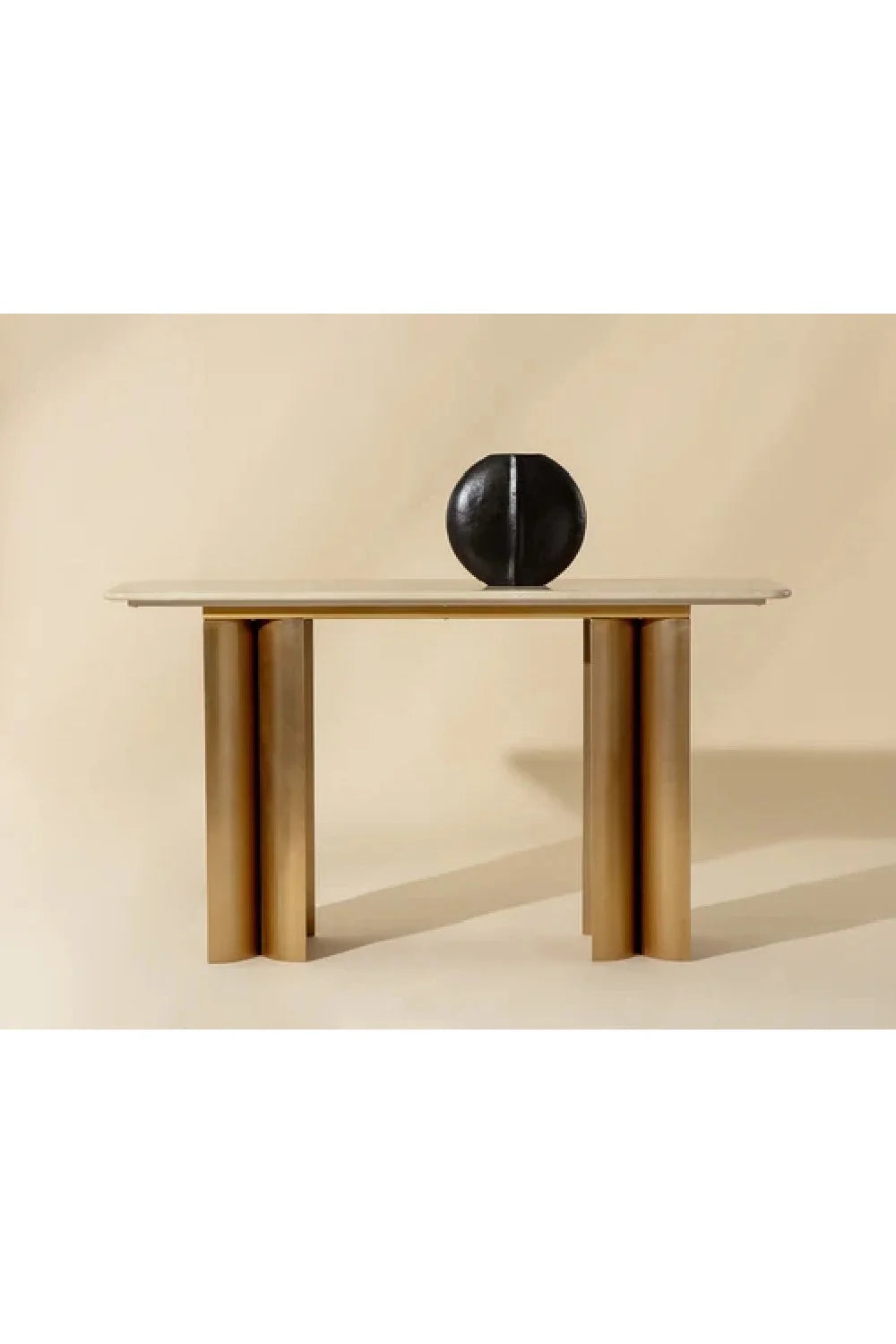 Luxury Cream Marble Console Table Modern Italian Style for Villa