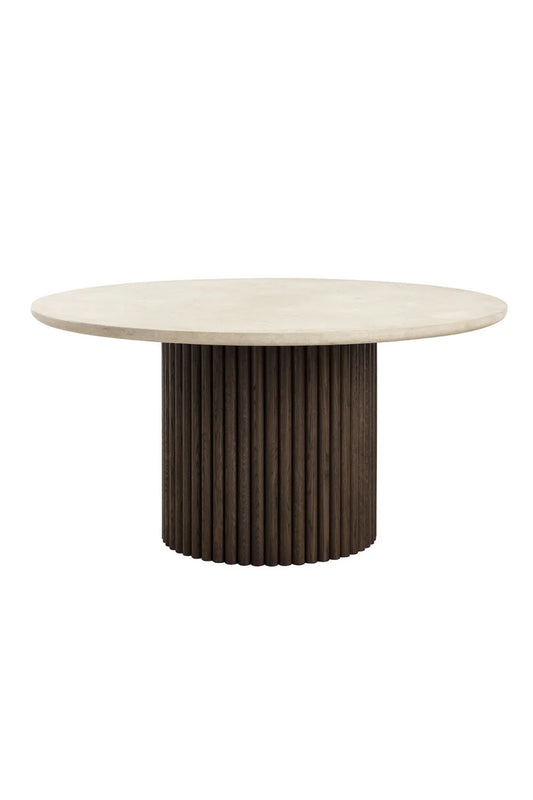 Luxury Cream Marble Round Dining Table Modern Italian Style for Villa