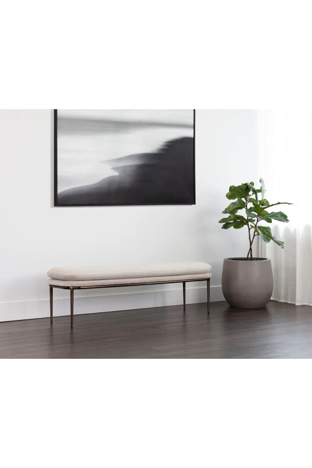 Luxury Cream Padded Bench European Style for Villa
