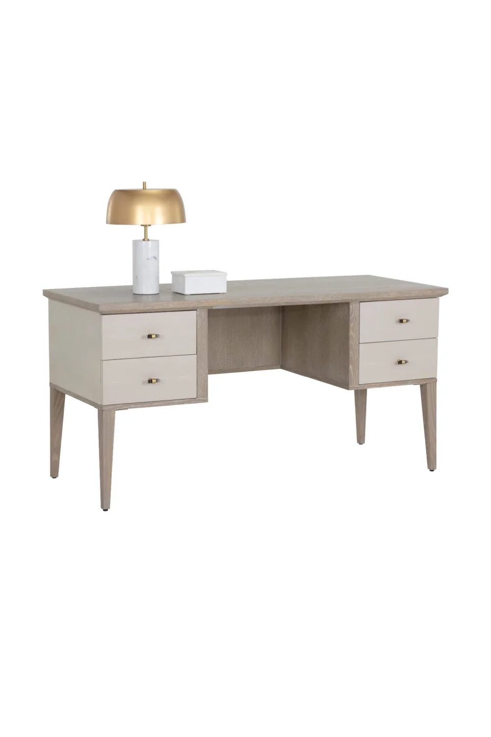 Luxury Cream Shagreen 4-Drawer Modern Desk European Style for Villa