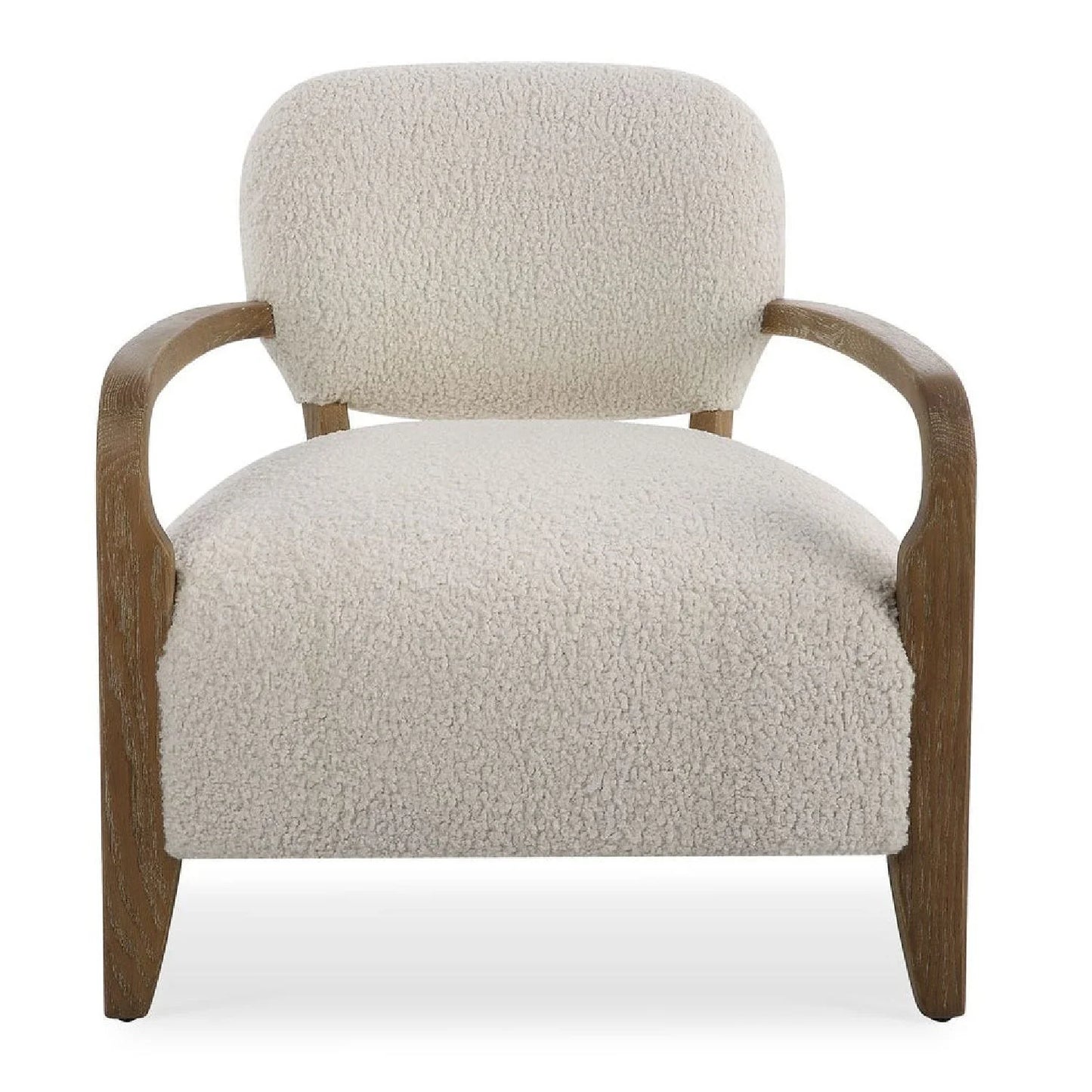 Luxury Cream Shearling Accent Chair European Style for Villa