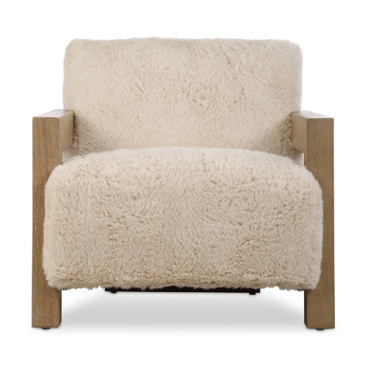 Luxury Cream Shearling Accent Chair European Style for Villa