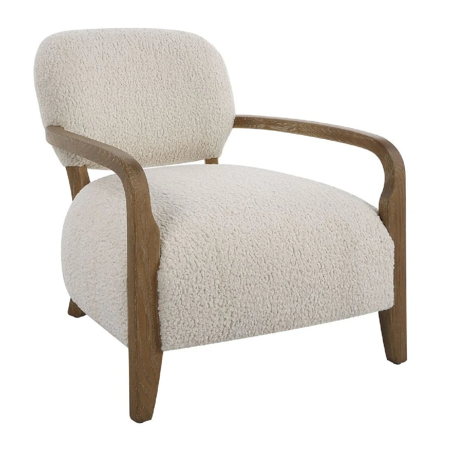 Luxury Cream Shearling Accent Chair European Style for Villa