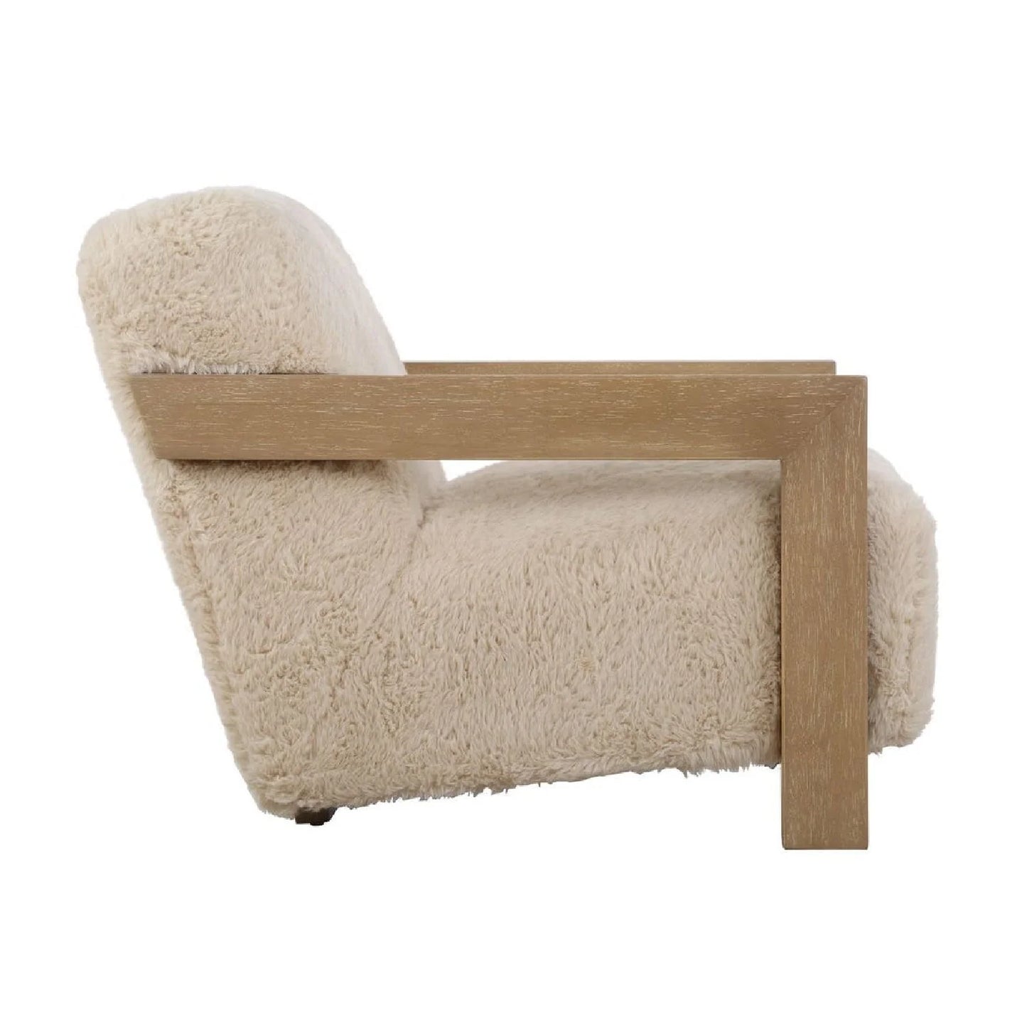 Luxury Cream Shearling Accent Chair European Style for Villa
