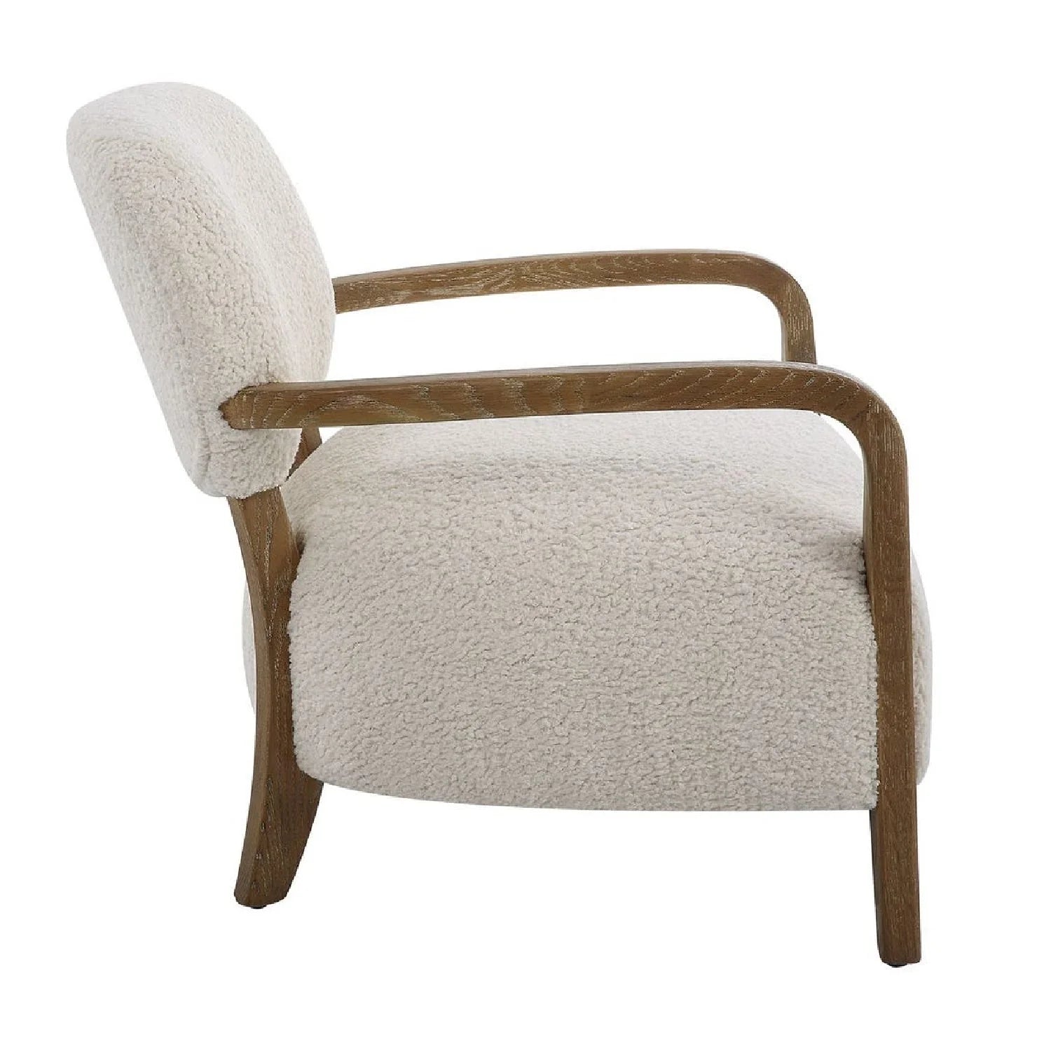 Luxury Cream Shearling Accent Chair European Style for Villa