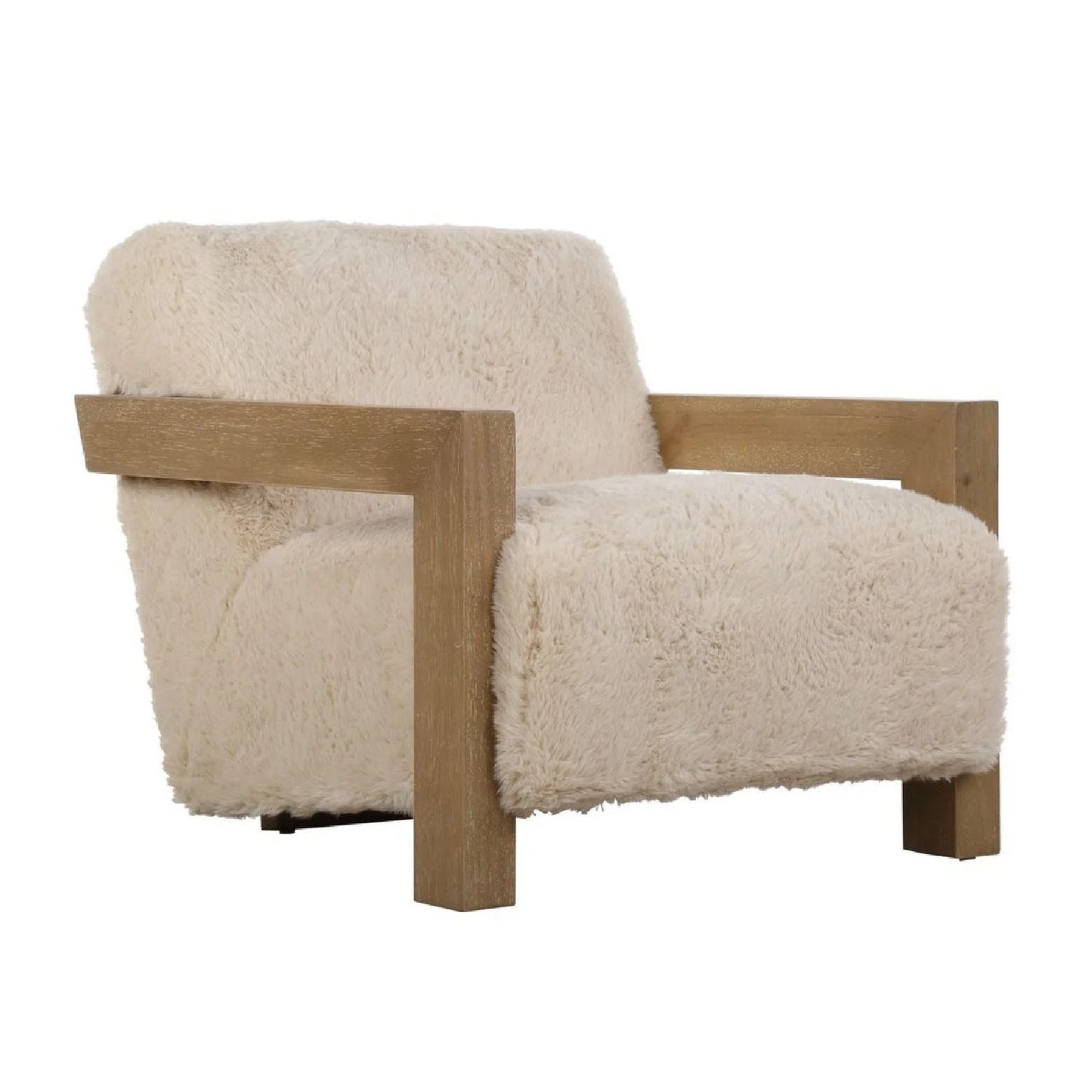 Luxury Cream Shearling Accent Chair European Style for Villa