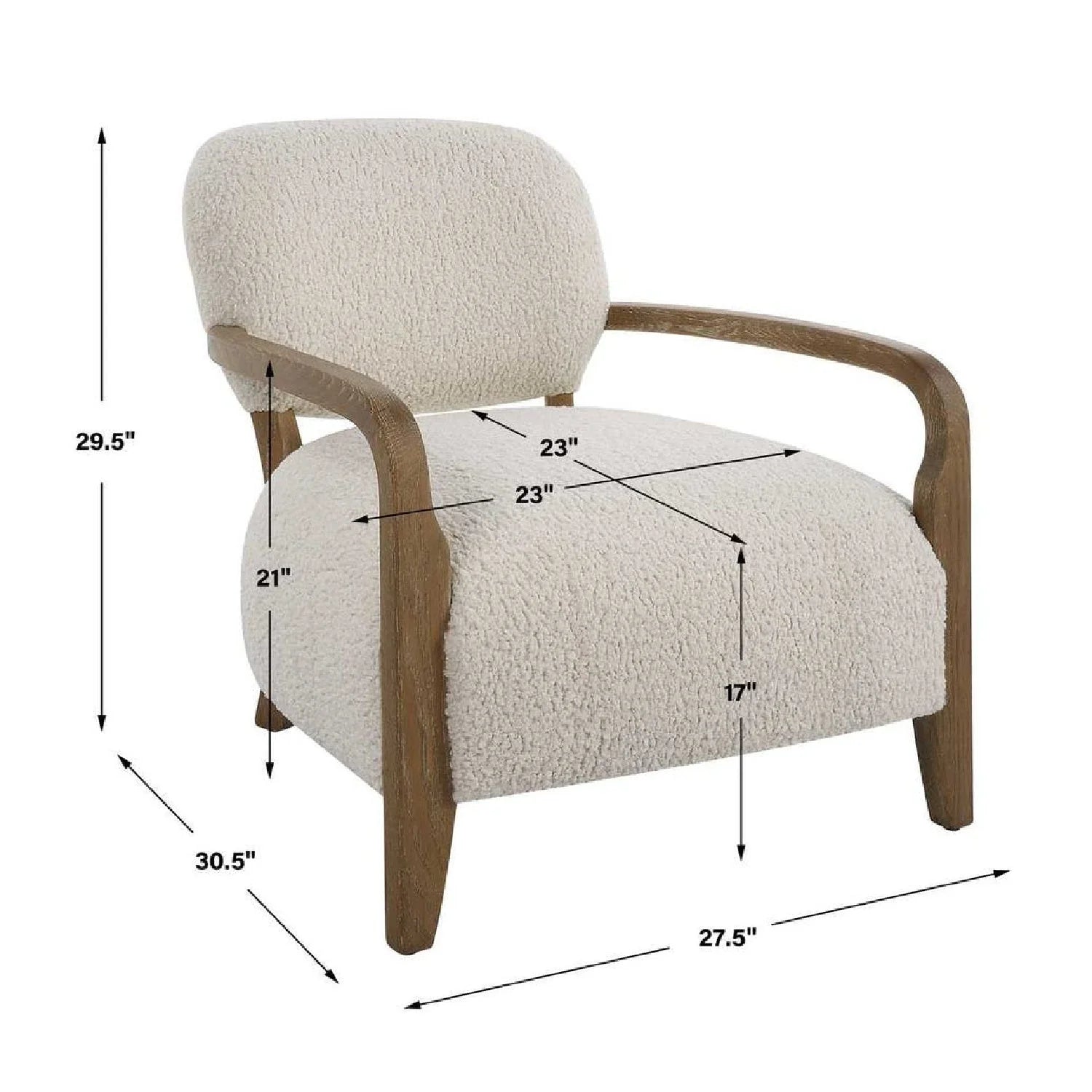 Luxury Cream Shearling Accent Chair European Style for Villa