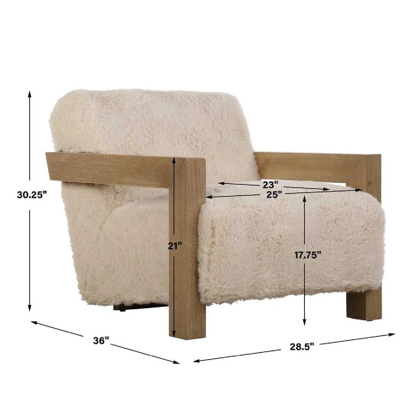 Luxury Cream Shearling Accent Chair European Style for Villa