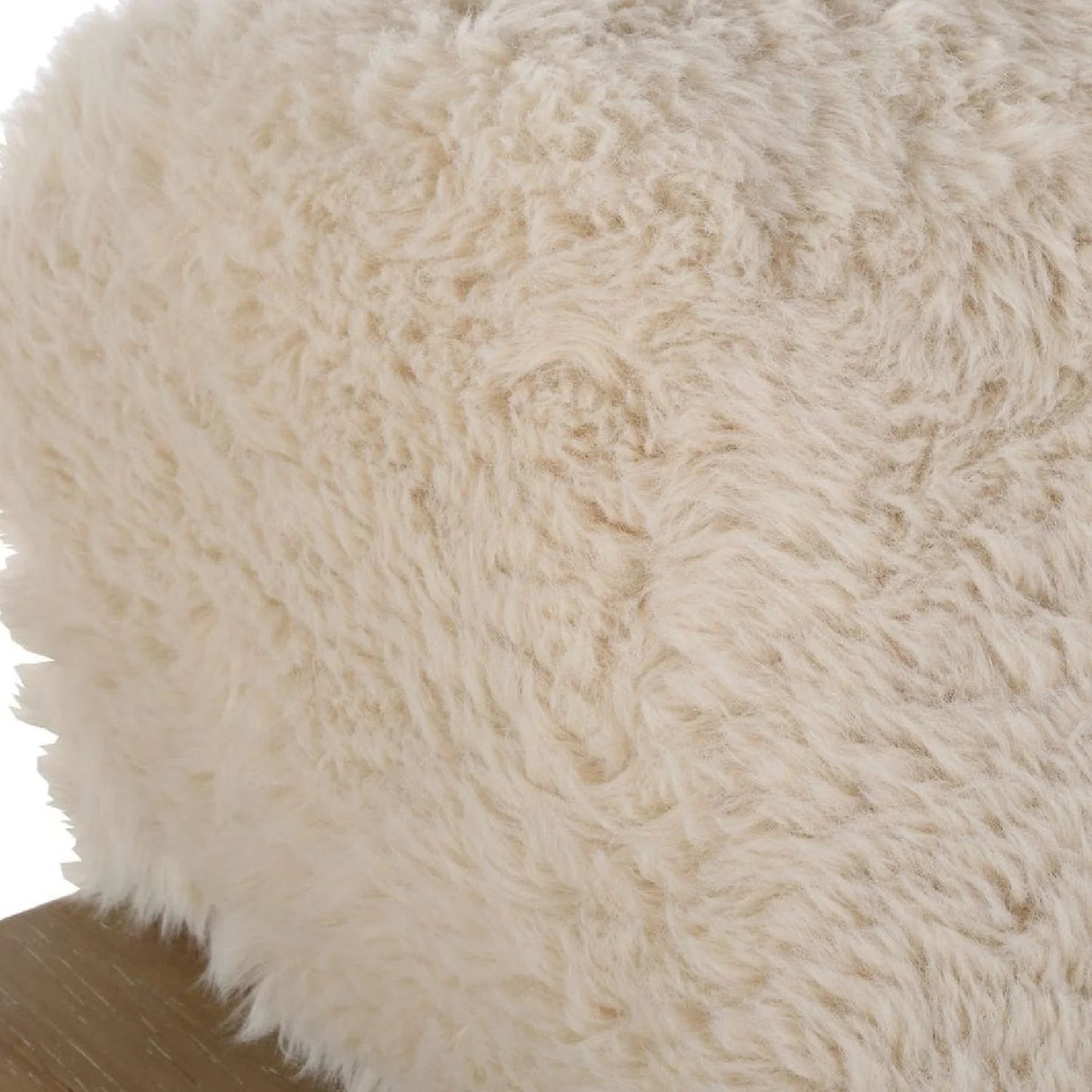 Luxury Cream Shearling Accent Chair European Style for Villa