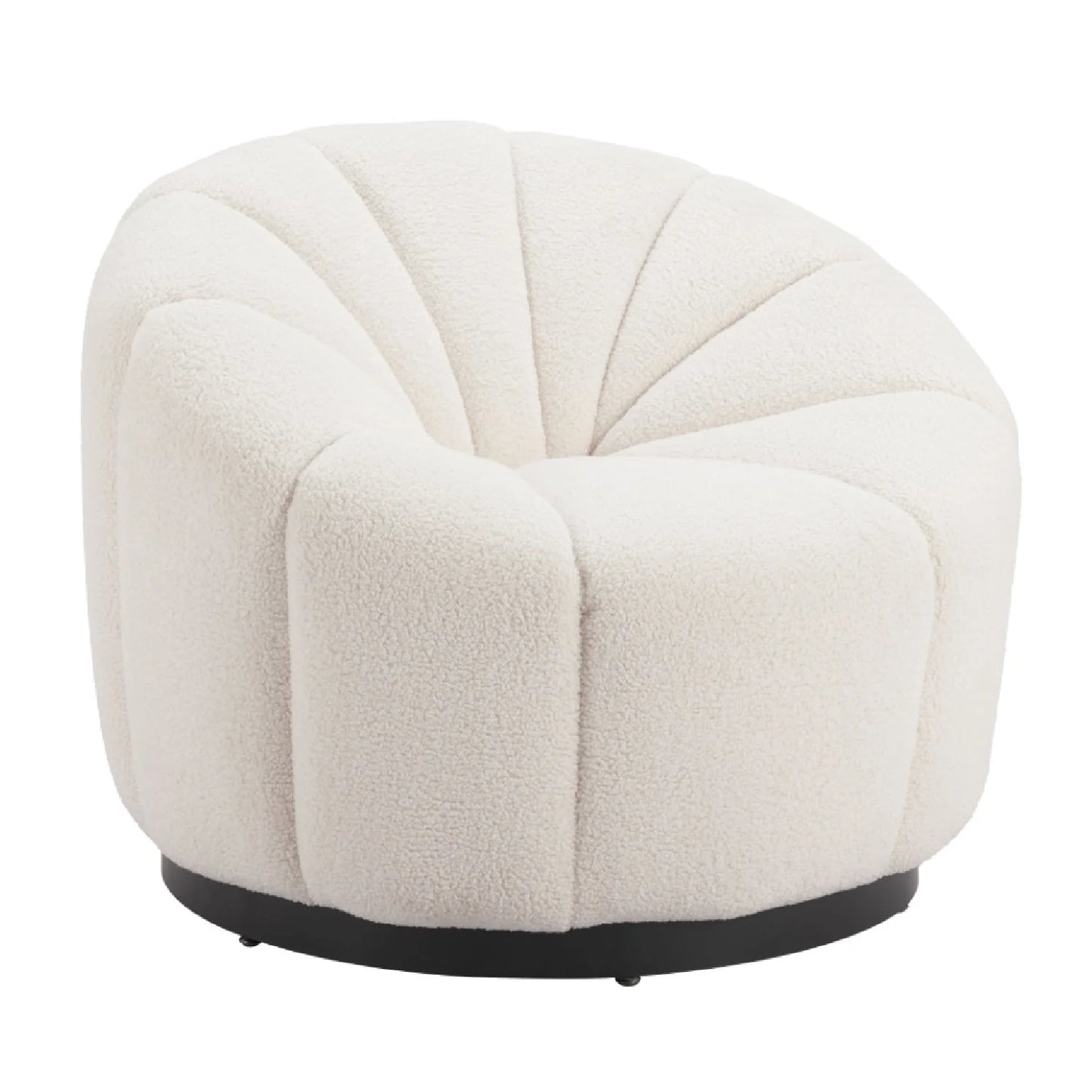 Luxury Cream Shearling Accent Chair Modern Italian Style for Villa