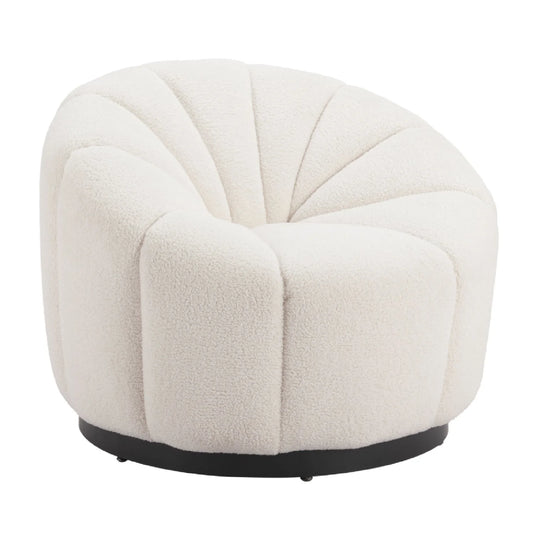 Luxury Cream Shearling Accent Chair Modern Italian Style for Villa