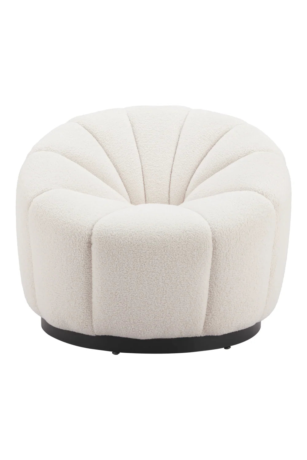 Luxury Cream Shearling Accent Chair Modern Italian Style for Villa