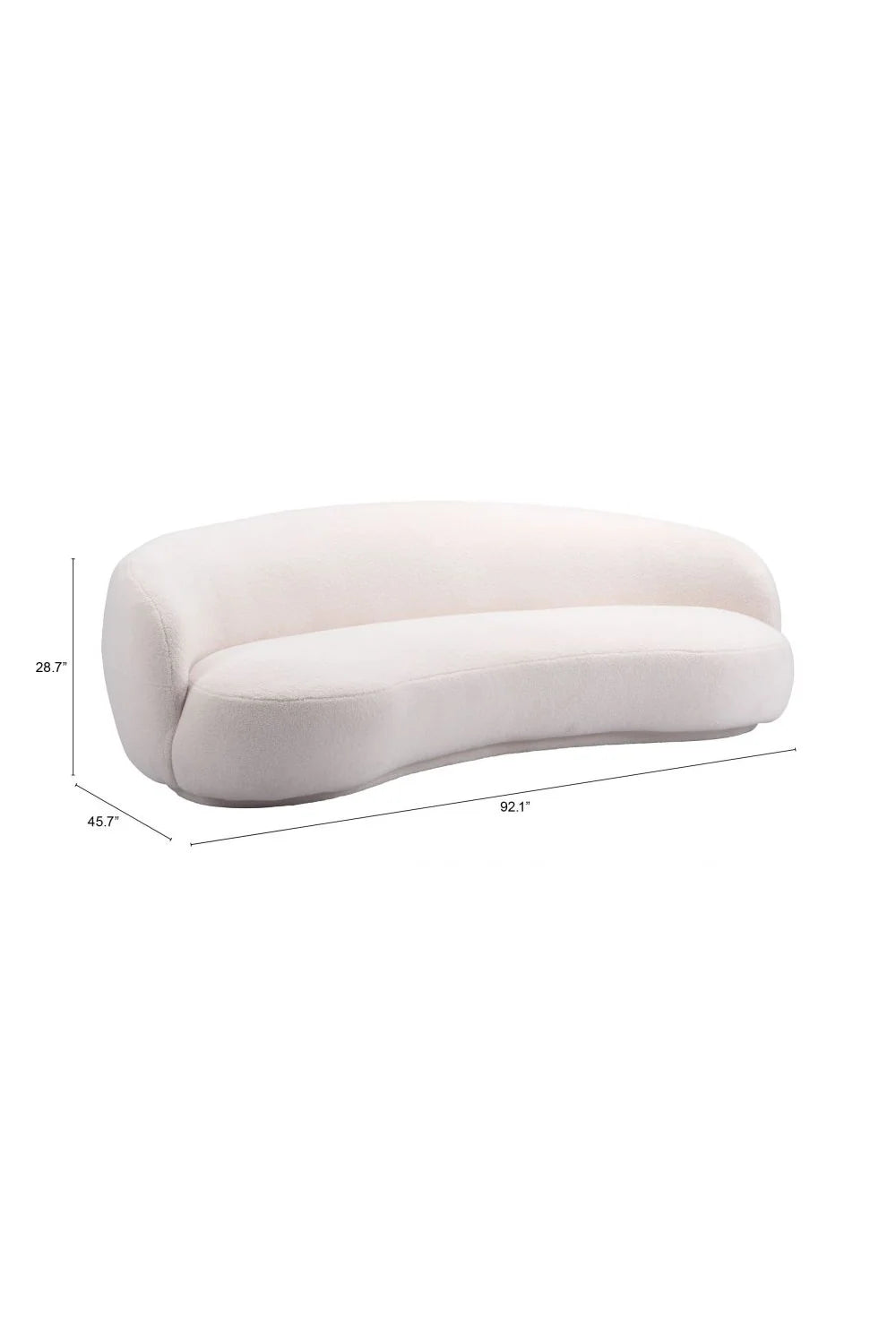 Luxury Cream Shearling Curved Sofa Modern Italian Style for Villa