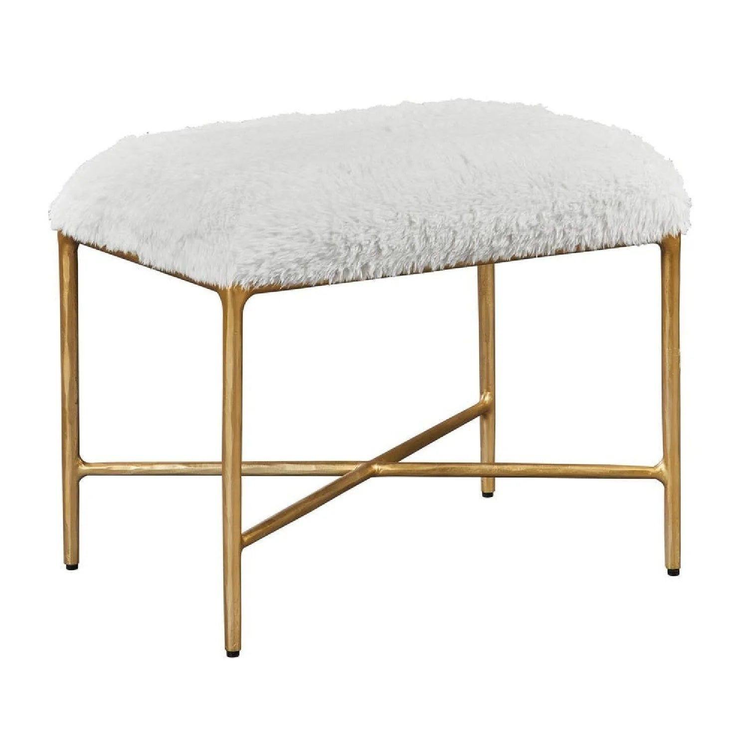 Luxury Cream Sheepskin Bench European Style for Villa