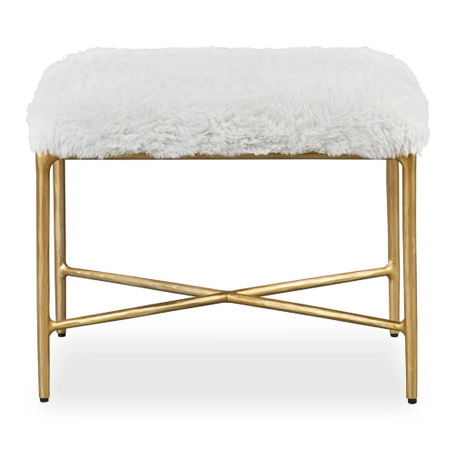 Luxury Cream Sheepskin Bench European Style for Villa