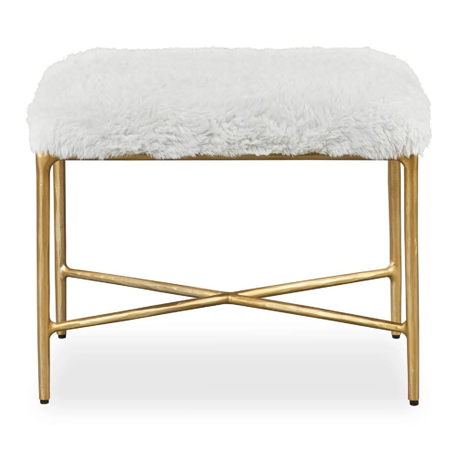 Luxury Cream Sheepskin Bench European Style for Villa