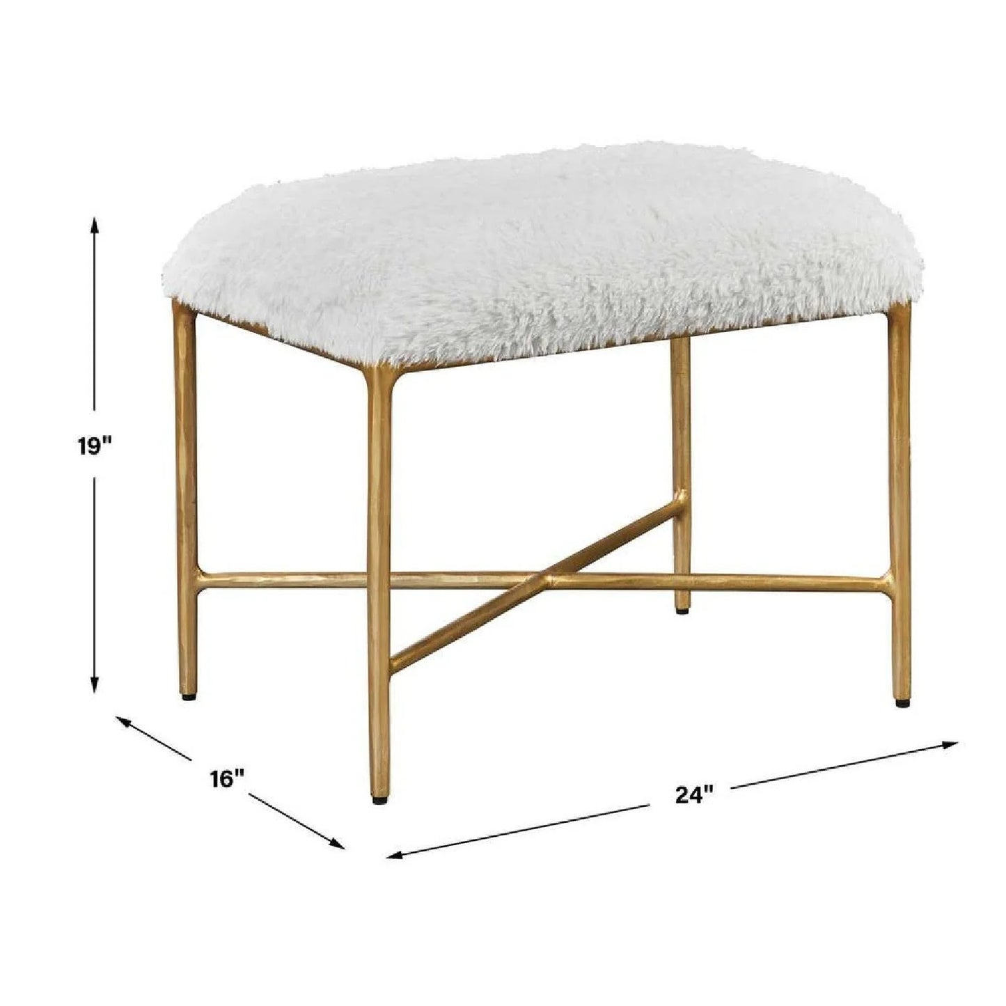 Luxury Cream Sheepskin Bench European Style for Villa