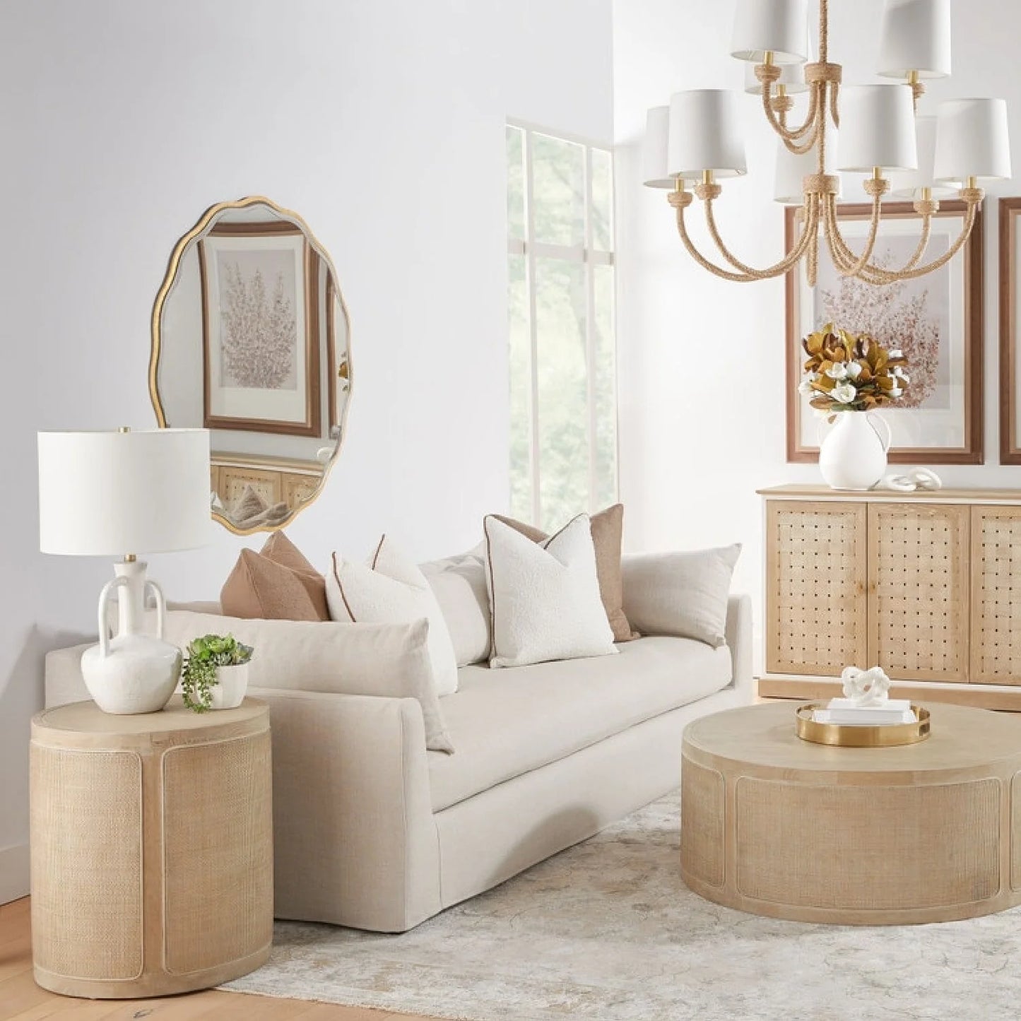 Luxury Cream Slipcover Sofa Modern Italian Style for Villa