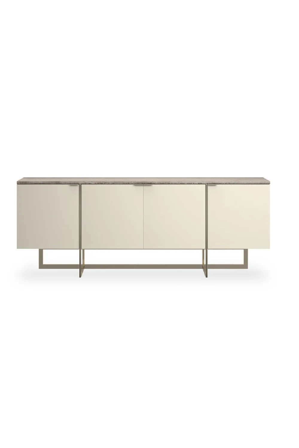Luxury Cream Stone 4-Door Sideboard European Style for Villa