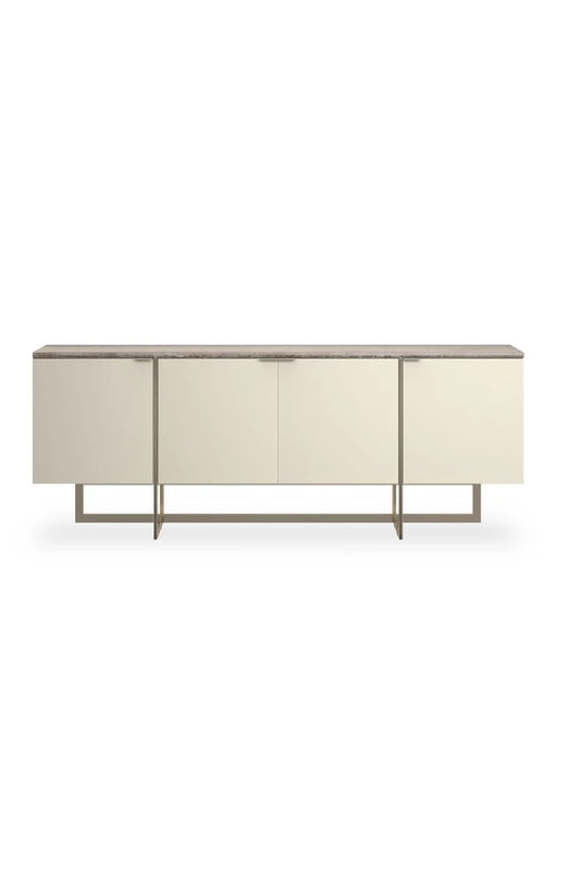 Luxury Cream Stone 4-Door Sideboard European Style for Villa