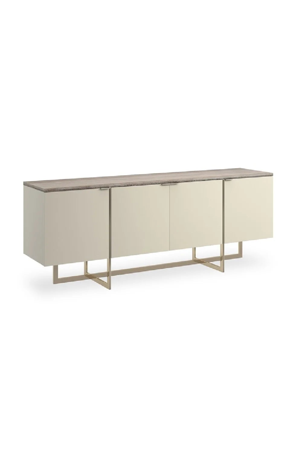 Luxury Cream Stone 4-Door Sideboard European Style for Villa